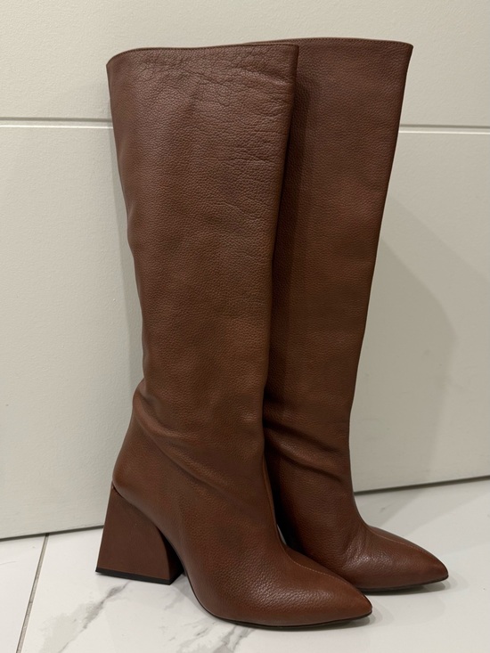 L'INTERVALLE Shoes - L'INTERVALLE Brown Tall Leather Block-Heel Boots